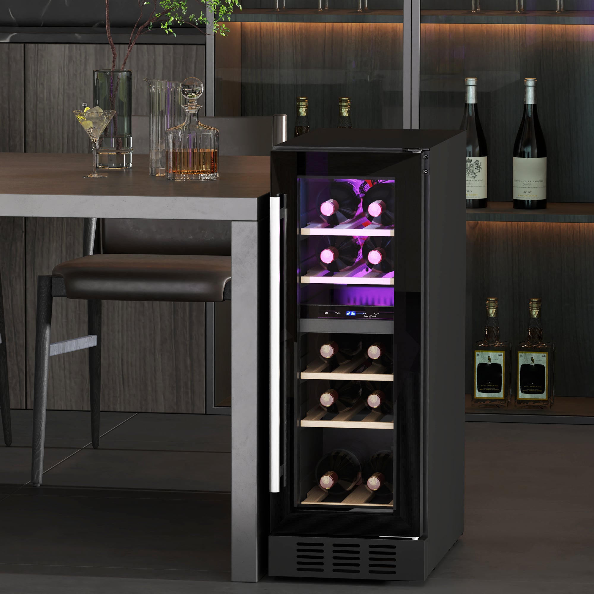 Dual Zone Freestanding or Under Counter Wine Fridge with Glass Door - Up to 16 Bottles